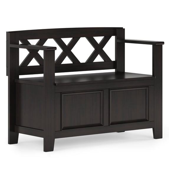 Amherst Solid Wood 36" Wide Transitional Entryway Storage Bench in Hickory Brown