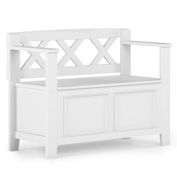 Amherst Solid Wood 36 inch Wide Transitional Entryway Storage Bench in White
