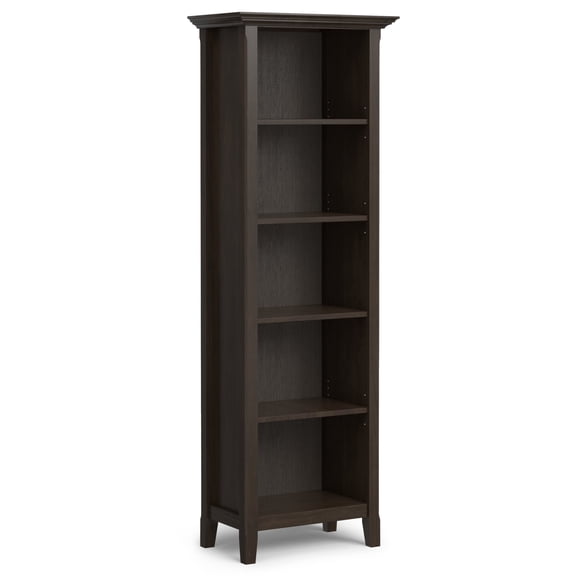 Amherst 24 inch Wide Solid Wood Transitional 5 Shelf Bookcase in Hickory Brown