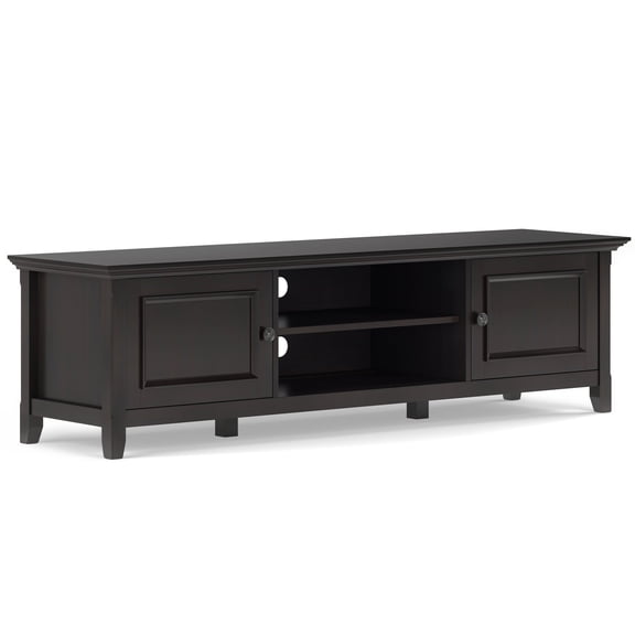 Amherst 72 inch Wide Solid Wood Low TV Stand in Hickory Brown For TVs up to 80 inches