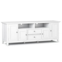 Simpli Home Amherst 72 inch Wide Solid Wood Transitional TV Stand in White