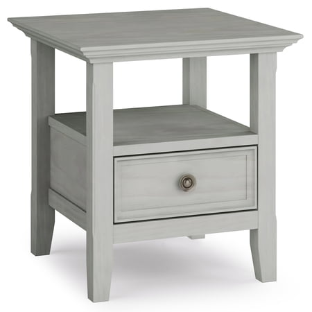Simpli Home Amherst Solid Wood 19 inch Wide Square Traditional End Table in Fog Grey