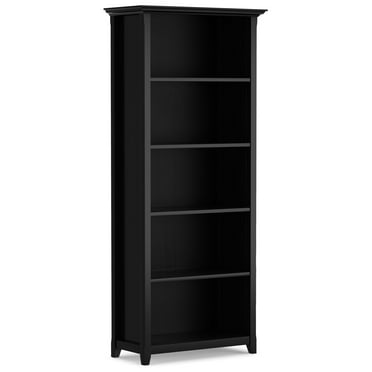 Simpli Home Amherst 30 inch Wide Solid Wood Transitional 5 Shelf Bookcase in Black