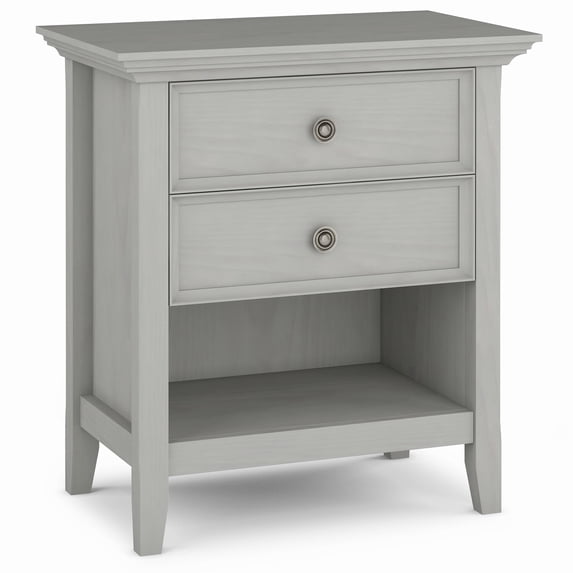Amherst 24 inch Wide Solid Wood Transitional Bedside Table in Fog Grey