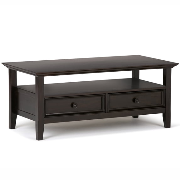 Simpli Home Amherst 44 inch Wide Solid Wood Transitional Coffee Table in Hickory Brown
