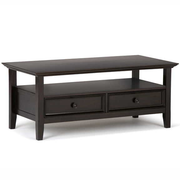 Simpli Home Amherst 44 inch Wide Solid Wood Transitional Coffee Table in Hickory Brown