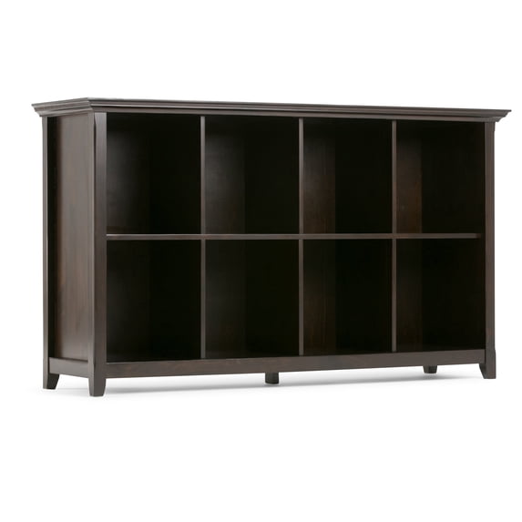 Amherst 57 inch Wide Solid Wood Transitional 8 Cube Storage Sofa Table in Hickory Brown