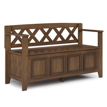 Simpli Home - Amherst Solid Wood 48 inch Wide Transitional Entryway Storage Bench - Rustic Natural Aged Brown