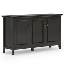 Simpli Home Amherst Solid Wood Wide 3 Door Storage Cabinet In Hickory Brown