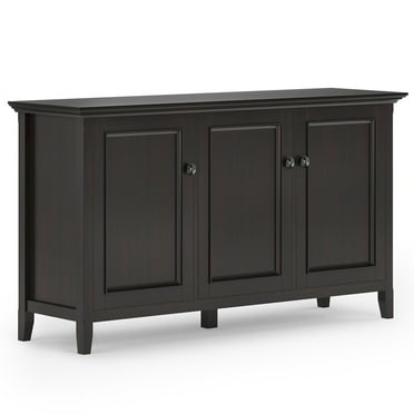Simpli Home Amherst Solid Wood Wide 3 Door Storage Cabinet In Hickory Brown