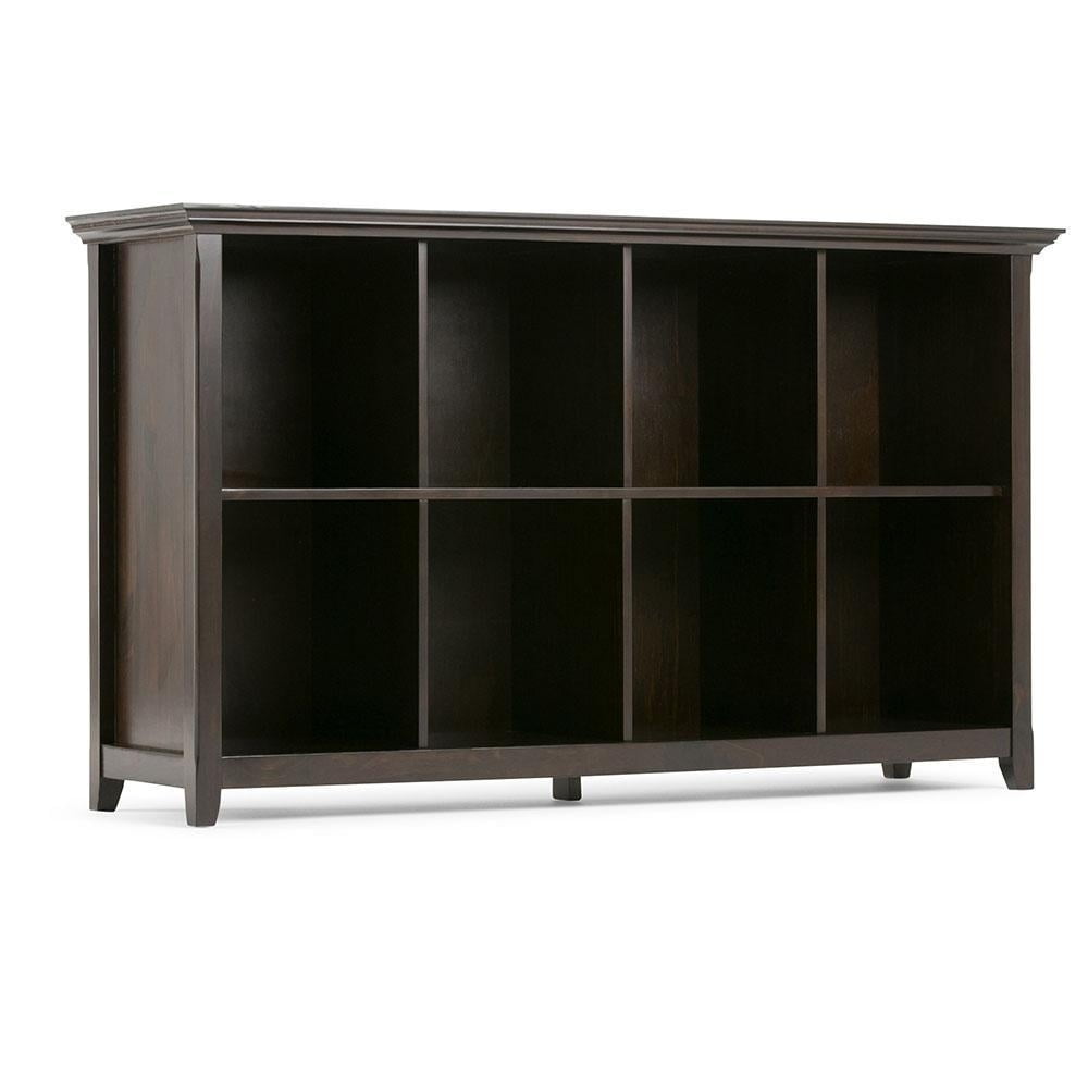 Distressed Grey Solid Wood 8-Cube Storage Console Table