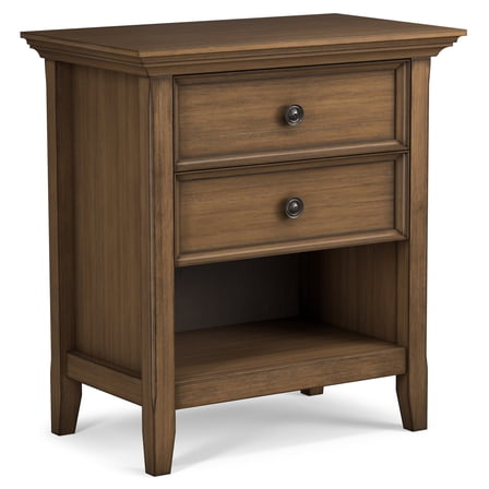 Amherst 24 inch Wide Solid Wood Transitional Bedside Table in Rustic Natural Aged Brown