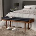 thumbnail image 1 of Simpli Home Anya 51 inch Wide Contemporary Modern Rectangle Ottoman Bench in Black Genuine Leather, Assembled, 1 of 11
