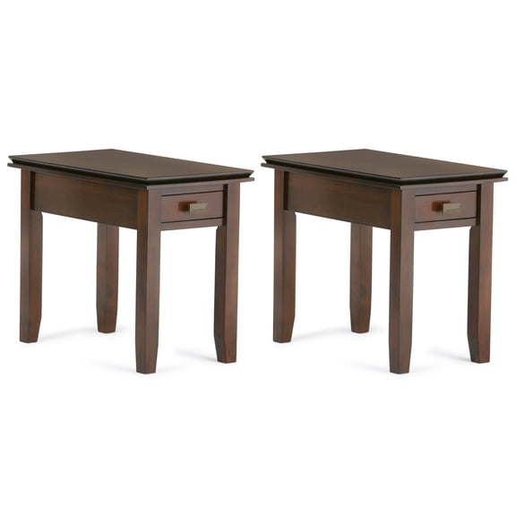 Artisan 14 inch Solid Wood Transitional Narrow Side Table in Russet Brown (Set of 2)