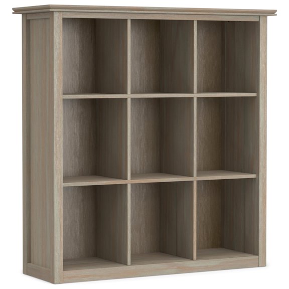 Artisan 45 inch x 43 inch Solid Wood Transitional 9 Cube Bookcase and Storage Unit in Distressed Grey