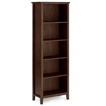 Simpli Home Artisan SOLID WOOD 72 inch x 26 inch Contemporary 5 Shelf Bookcase in Russet Brown