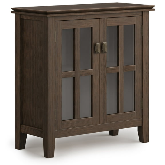 Simpli Home Artisan SOLID WOOD 30" Wide Contemporary Low Storage Cabinet in Farmhouse Brown