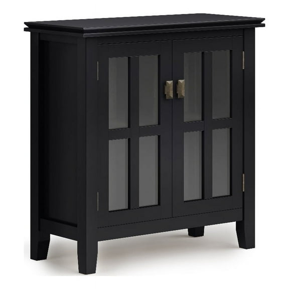 Simpli Home Artisan SOLID WOOD 30 inch Wide Contemporary Low Storage Cabinet in Black