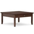 thumbnail image 1 of Simpli Home Artisan 36 inch Wide Solid Wood Transitional Square Coffee Table in Russet Brown, 1 of 13
