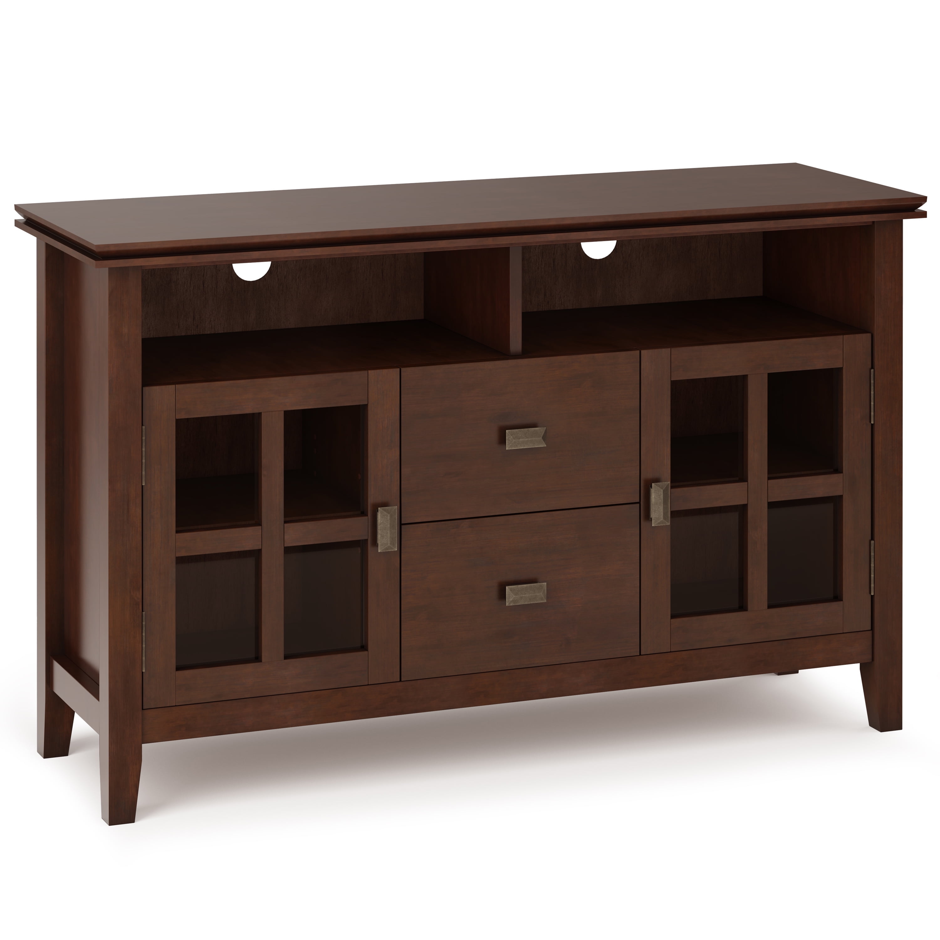 Russet Brown Solid Wood 48" TV Media Stand with Cabinets