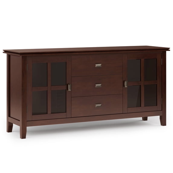 Simpli Home Artisan 60 inch Wide Solid Wood Contemporary Large Sideboard Buffet in Russet Brown