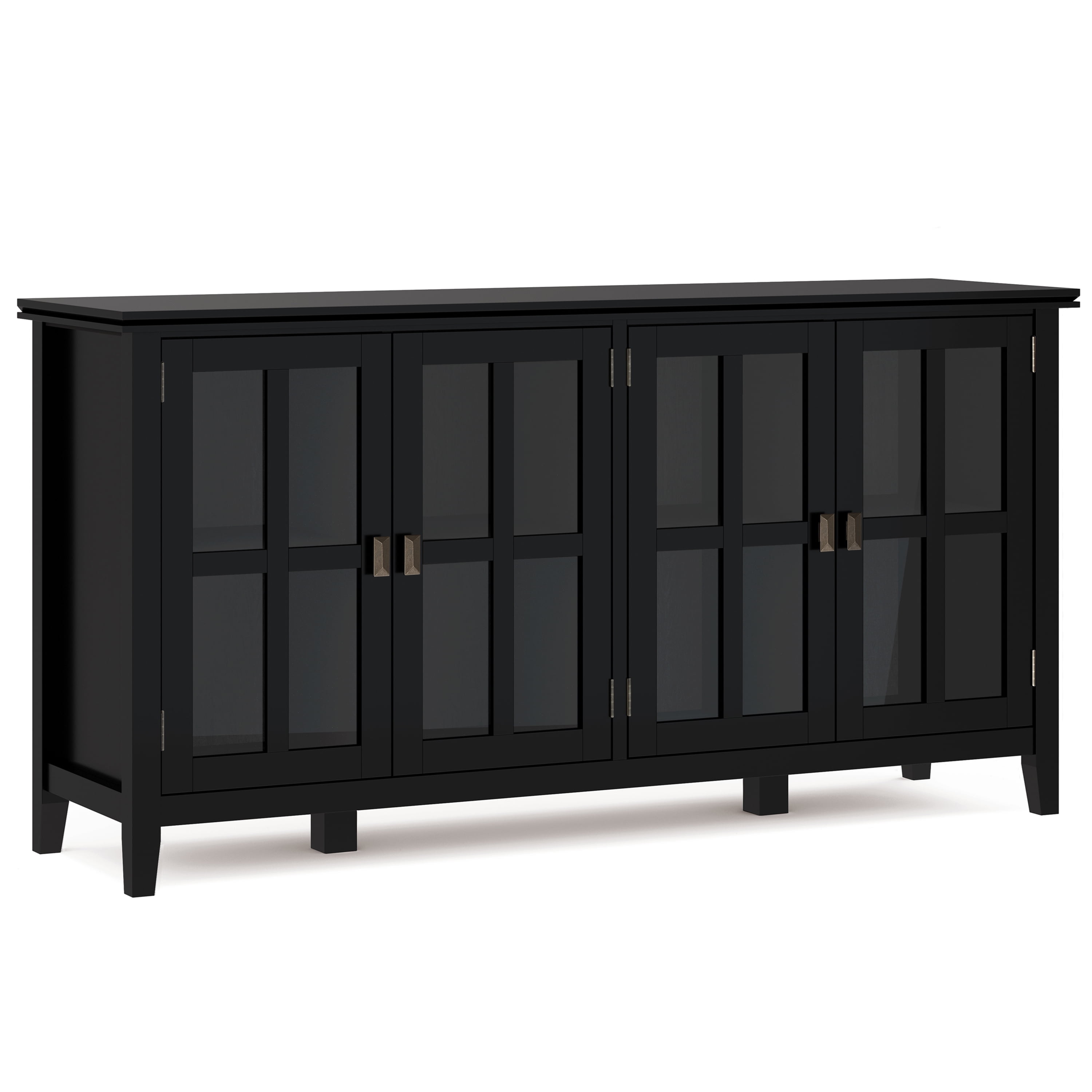 Black Solid Wood 66'' Traditional Sideboard with Adjustable Shelving