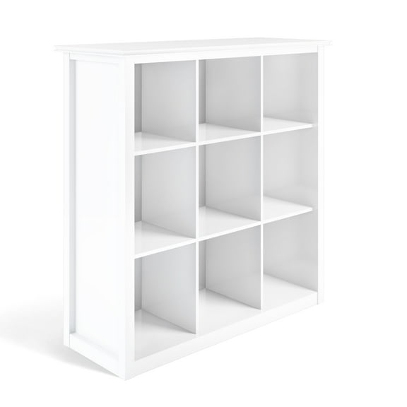 Simpli Home Artisan SOLID WOOD 45 inch x 43 inch Transitional 9 Cube Bookcase and Storage Unit in White