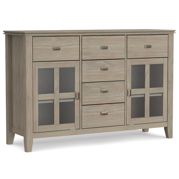Simpli Home Artisan 54 inch Wide Solid Wood Transitional Sideboard Buffet in Distressed Grey