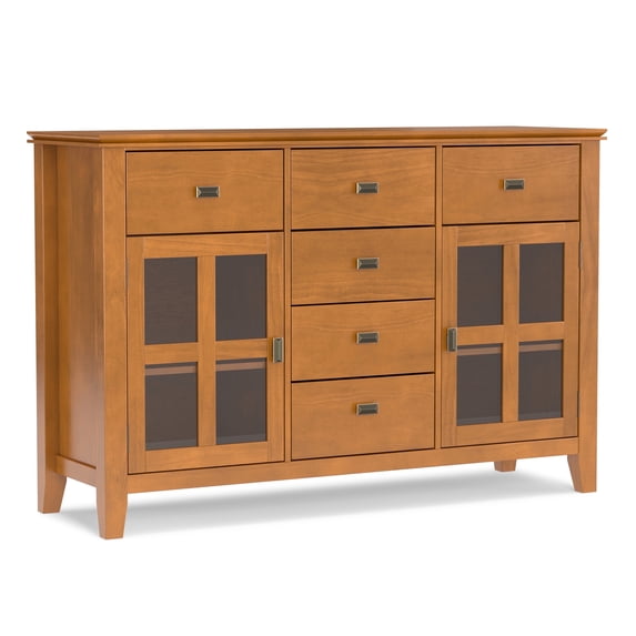 Simpli Home Artisan 54 inch Wide Solid Wood Transitional Sideboard Buffet in Honey Brown