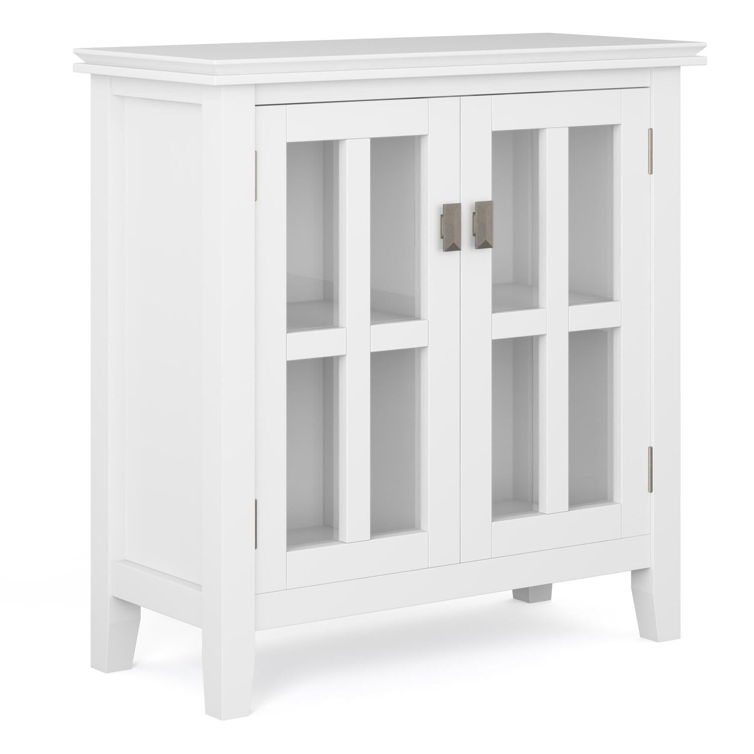 White Solid Wood Office Storage Cabinet with Glass Doors