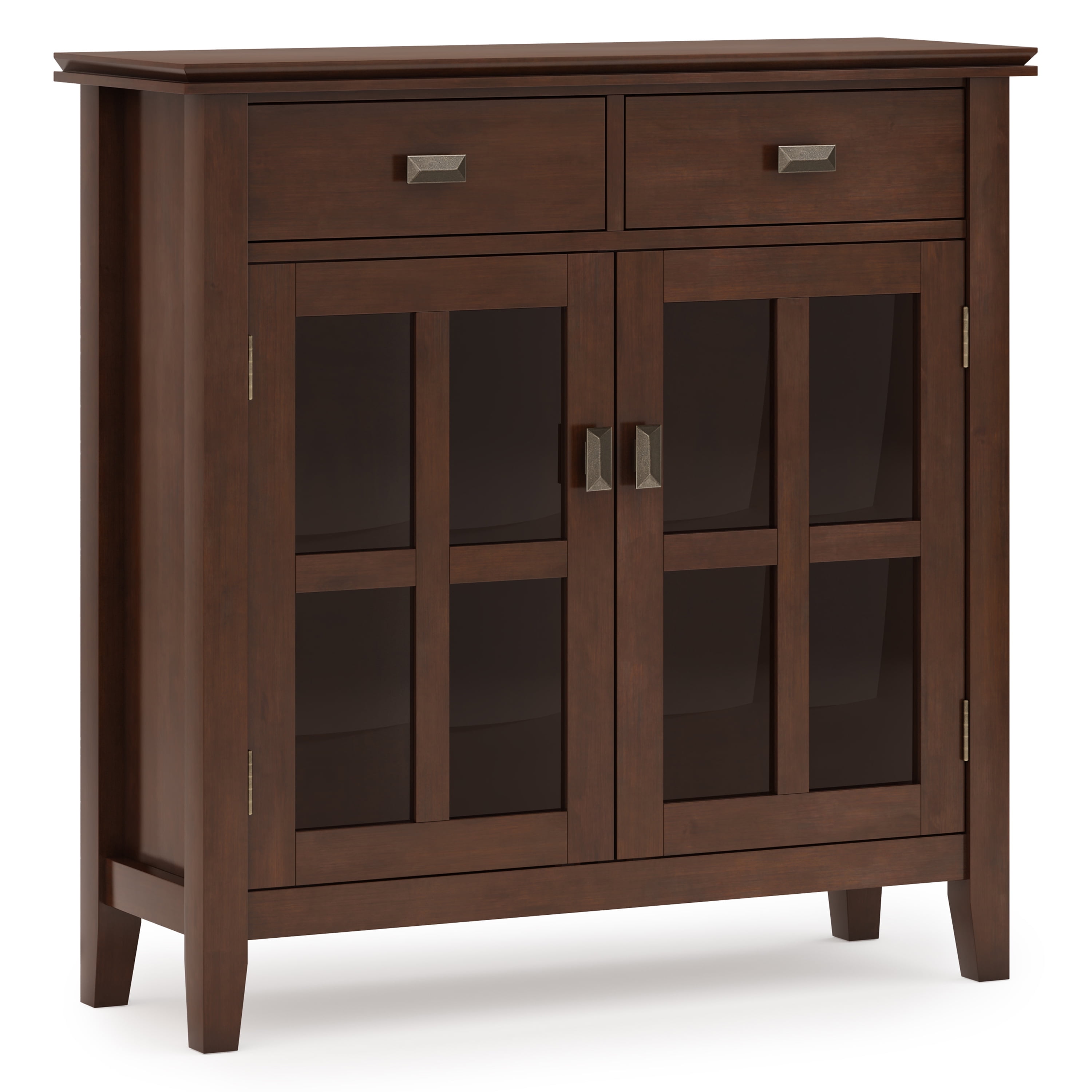 Russet Brown Solid Wood Entryway Storage Cabinet with Adjustable Shelves