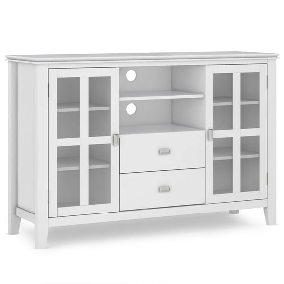 Artisan 53 inch Wide Solid Wood Tall TV Stand in White For TVs up to 60 inches