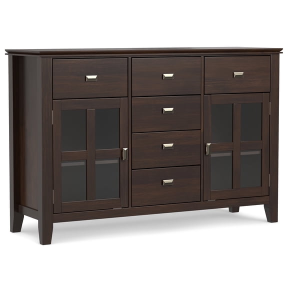 Simpli Home Artisan 54 inch Wide Solid Wood Transitional Sideboard Buffet in Dark Chestnut Brown