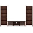 thumbnail image 1 of Artisan Solid Wood Contemporary 72 inch Wide Low TV Stand with Two 26 inch Wide 5 Shelf Bookcases in Russet Brown (Set of 3), 1 of 10