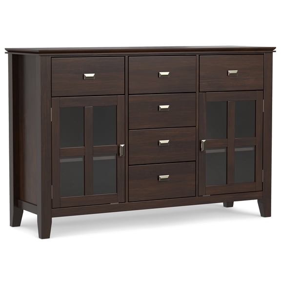 Simpli Home Artisan Solid Wood Sideboard Buffet in Dark Chestnut Brown