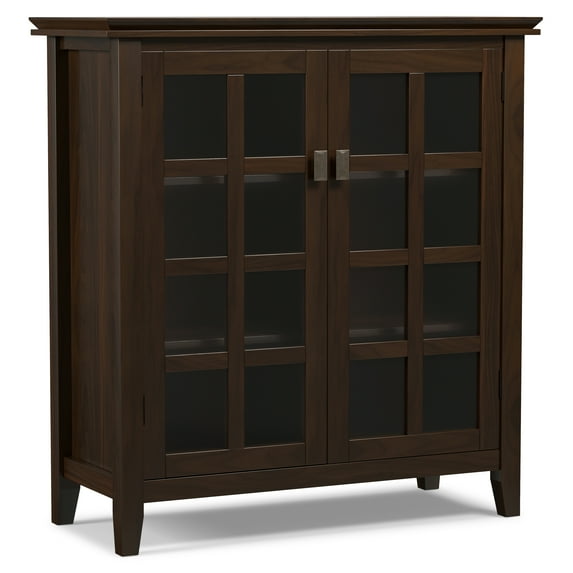 Simpli Home Artisan 38 inch Wide Solid Wood Transitional Medium Storage Cabinet in Tobacco Brown