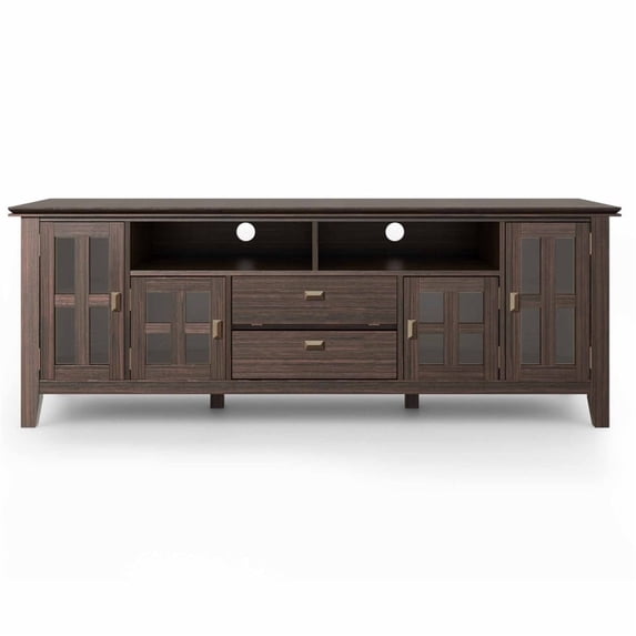 Artisan 72 inch Wide Solid Wood TV Stand in Farmhouse Brown For TVs up to 80 inches