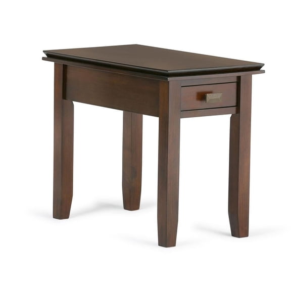 Simpli Home Artisan Wood 14" Rectangle Transitional Narrow End Side Table in Russet Brown