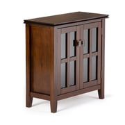 Simpli Home Artisan Wood 30" Transitional Low Cabinet in Russet Brown