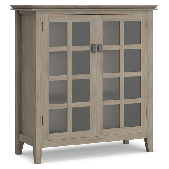 Simpli Home Artisan 38 inch Wide Solid Wood Transitional Medium Storage Cabinet in Distressed Grey