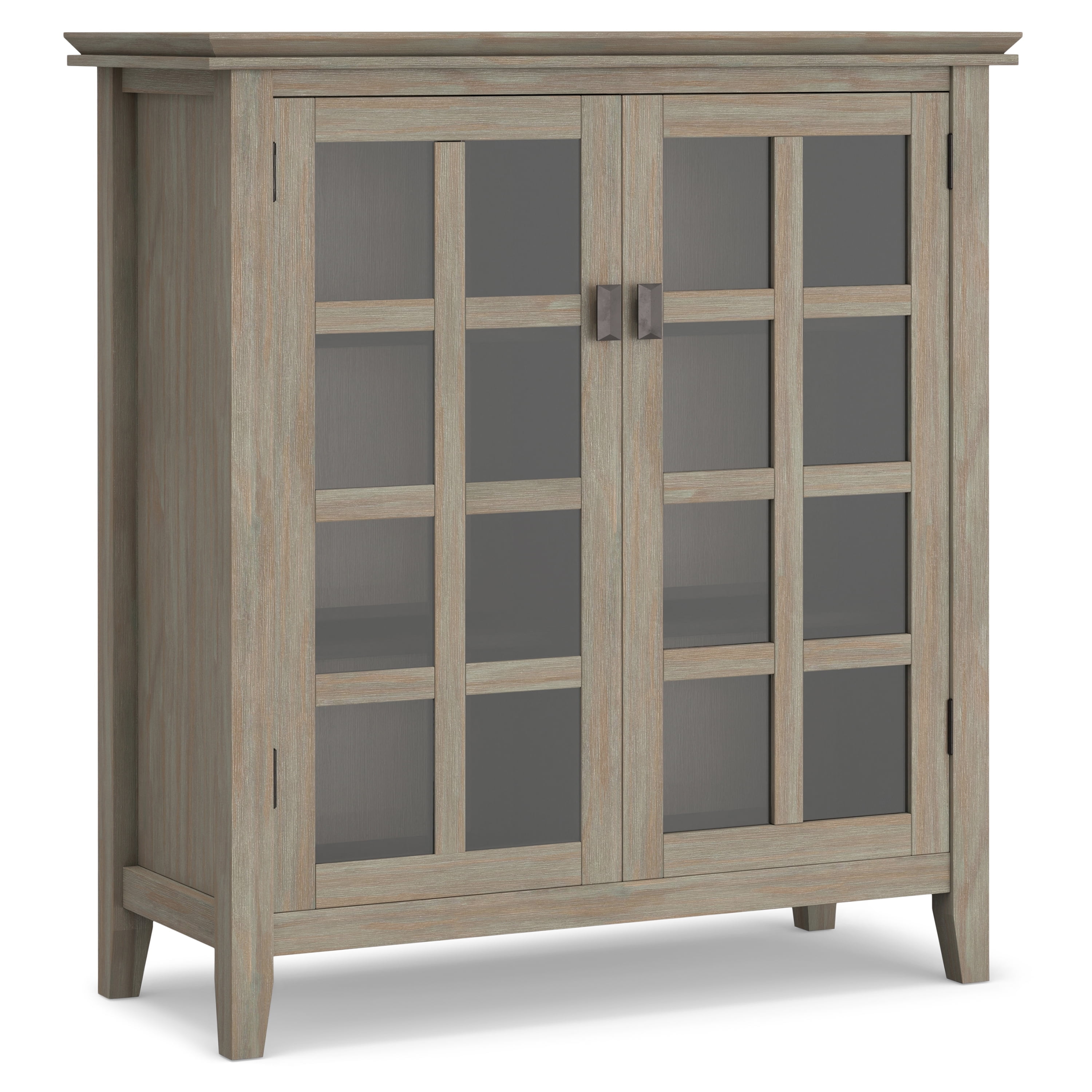 Distressed Grey Solid Wood 2-Door Accent Cabinet with Adjustable Shelves