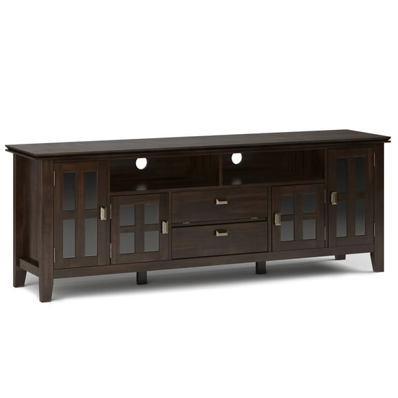 Artisan 72 inch Wide Solid Wood TV Stand in Tobacco Brown For TVs up to 80 inches