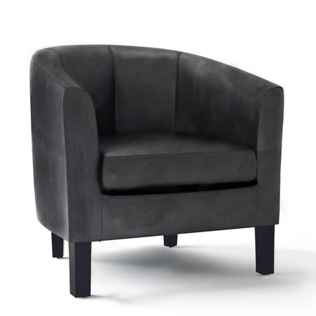 Simpli Home - Austin 30 inch Wide Tub Chair - Distressed Black