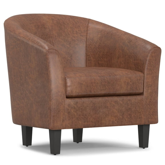 Austin 30 inch Wide Contemporary Tub Chair in Distressed Saddle Brown Vegan Faux Leather