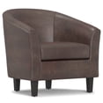 thumbnail image 1 of Simpli Home Austin 30 inch Wide Contemporary Tub Chair in Distressed Brown Vegan Faux Leather, 1 of 10