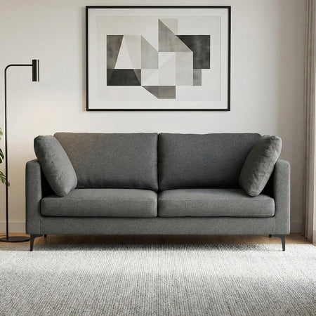 Ava 76"Sofa in Tightly Woven Pebble Gray Performance Fabric