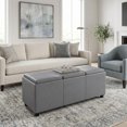 thumbnail image 1 of Simpli Home Avalon 3 Faux Leather Tray Bench in Stone Gray, 1 of 16