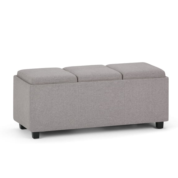 Avalon 42 inch Wide Contemporary Storage Ottoman in Cloud Grey Linen Look Fabric