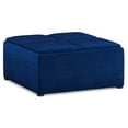 thumbnail image 1 of Simpli Home Avalon 35" Wide Coffee Table Storage Ottoman in Blue Velvet Fabric, 1 of 7