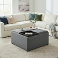 thumbnail image 1 of Simpli Home Avalon 35 inch Wide Solid Wood Coffee Table Storage Ottoman, Flint Grey, 1 of 5